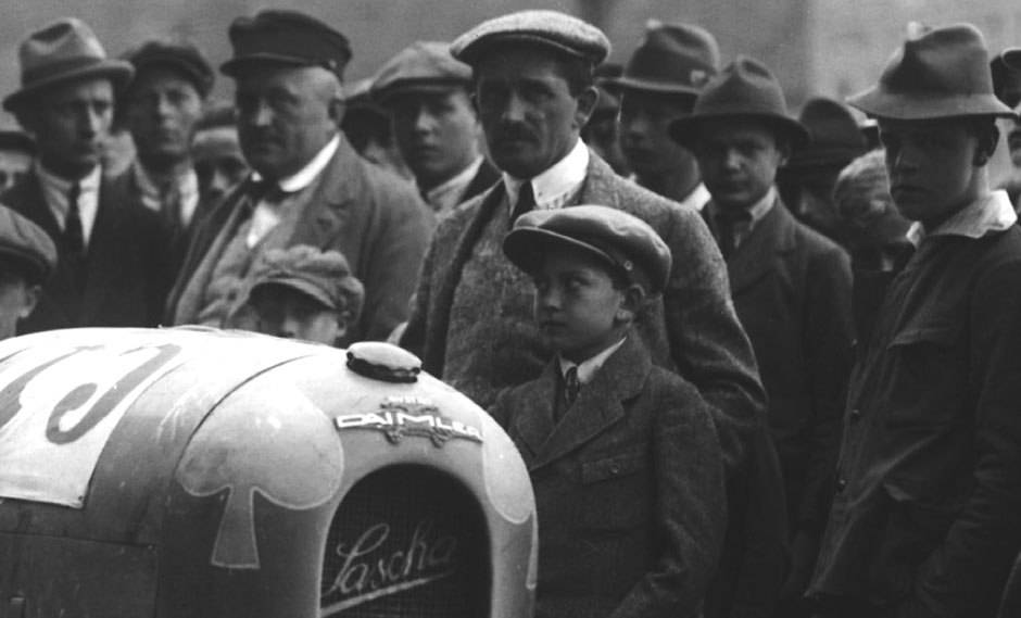 ca 1922 Ries race, Graz, Steiermark. Ferry Porsche in front of his father.