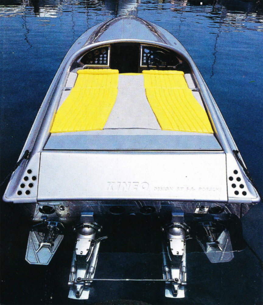 Stern drives and much larger trim tabs than those used on the jet Kineos