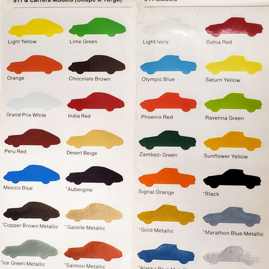 Porsche 914 Paint Color Options & Samples