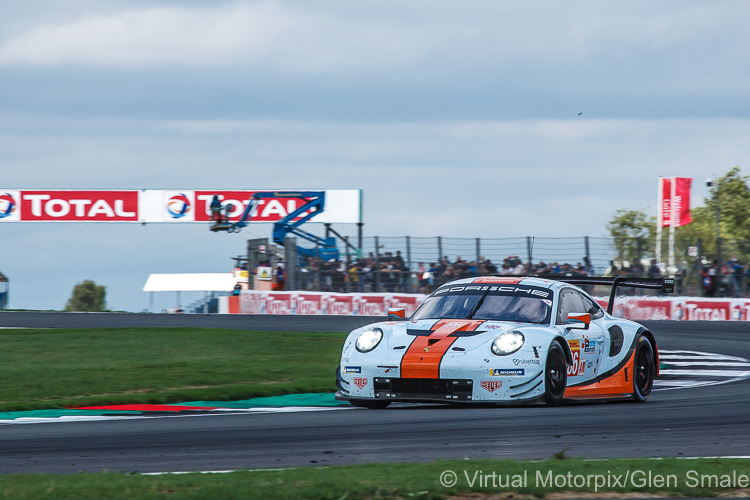 #86 Gulf Racing Porsche 911 RSR (LMGTE Am class) was driven by Michael Wainwright, Ben Barker and Alex Davison