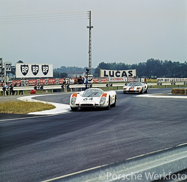 Hans Herrmann and Gérard Larrousse finished in second place driving the #64 Porsche 908 LH Coupé