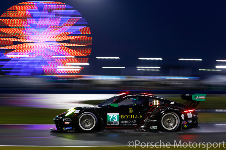 The #73 Park Place Motorsports Porsche 911 GT3 R driven by Patrick Lindsey, Patrick Long, Matt Campbell and Nicholas Boulle