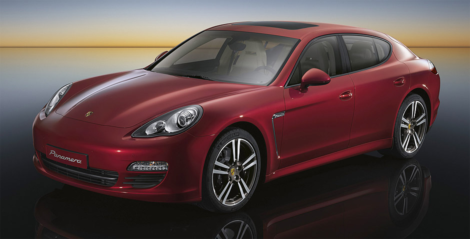 Porsche Panamera 970, red, black window frames