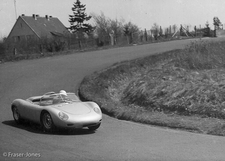 Ian Fraser-Jones practicing with the Porsche RS60 at the Nürburgring in 1960