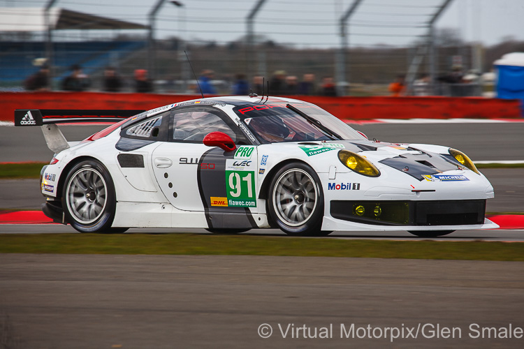 The #91 Porsche 911 RSR was driven by Jörg Bergmeister, Patrick Pilet and Timo Bernhard