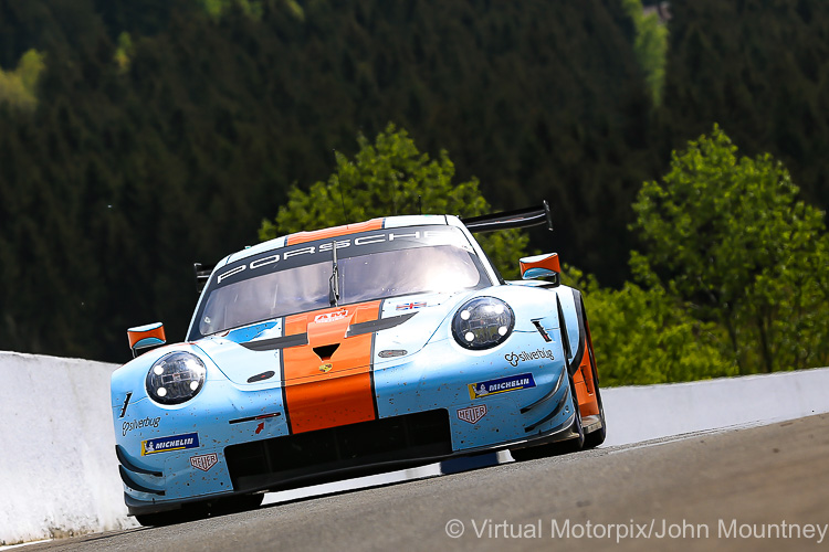 The #86 Gulf Racing Porsche 911 RSR (LMGTE Am) was driven by Michael Wainwright, Ben Barker and Alexander Davison