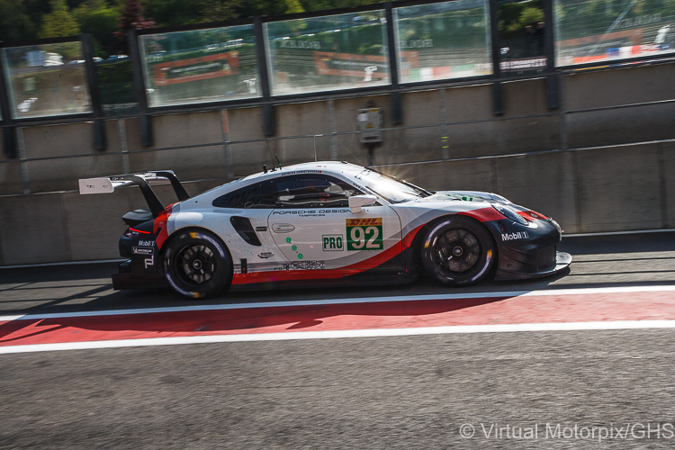 The #92 Porsche 911 RSR (LMGTE Pro) was driven by Michael Christensen and Kevin Estre