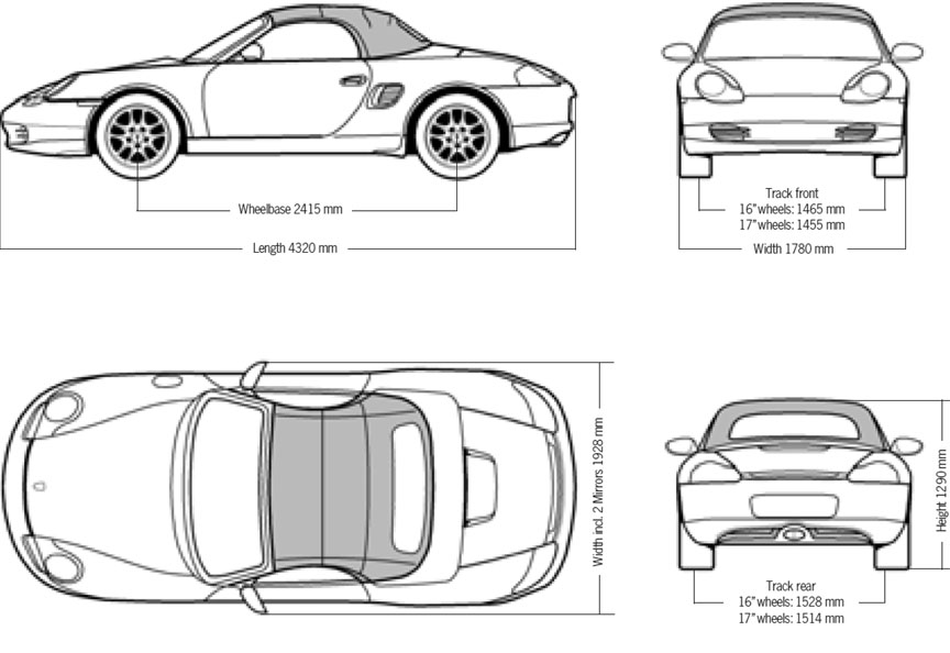 Porsche Boxster 986.2 dimensions