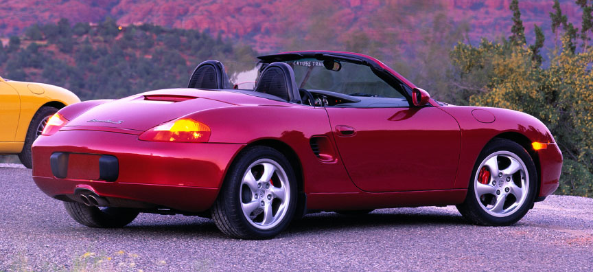 Red metallic US-version Porsche Boxster 986