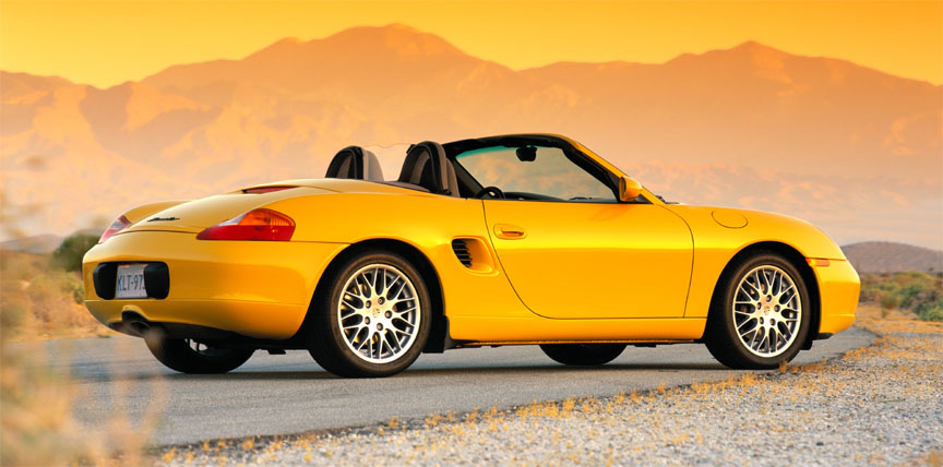 Yellow US-version Porsche Boxster 986