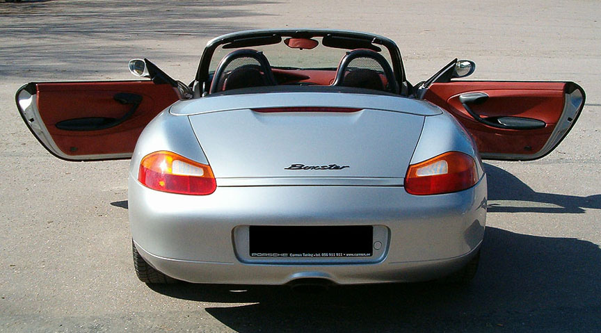 Original Porsche Boxster, silver with red interior