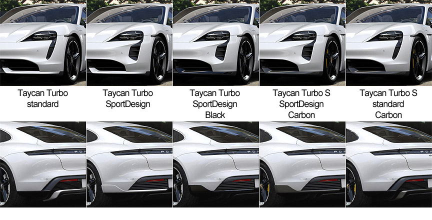2020 Porsche Taycan front and rear spoiler version