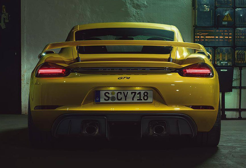 2020 Porsche 718 (982) GT4 rear view