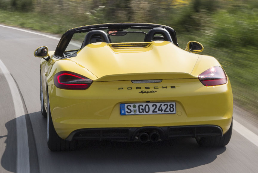 Yellow Porsche Boxster 981 Spyder