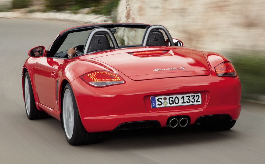 Guards Red Porsche Boxster 987.2 S top down