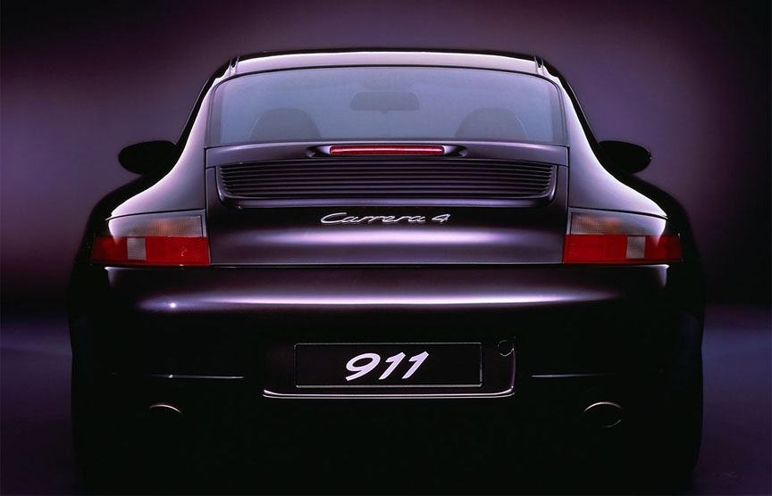 Porsche 911 996 Carrera 4 rear view, violet metallic