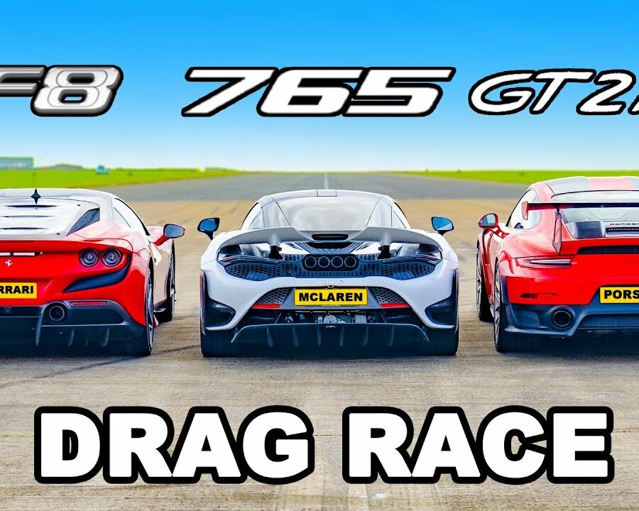 Ferrari F8 v McLaren 765LT v 911 GT2 RS: DRAG RACE