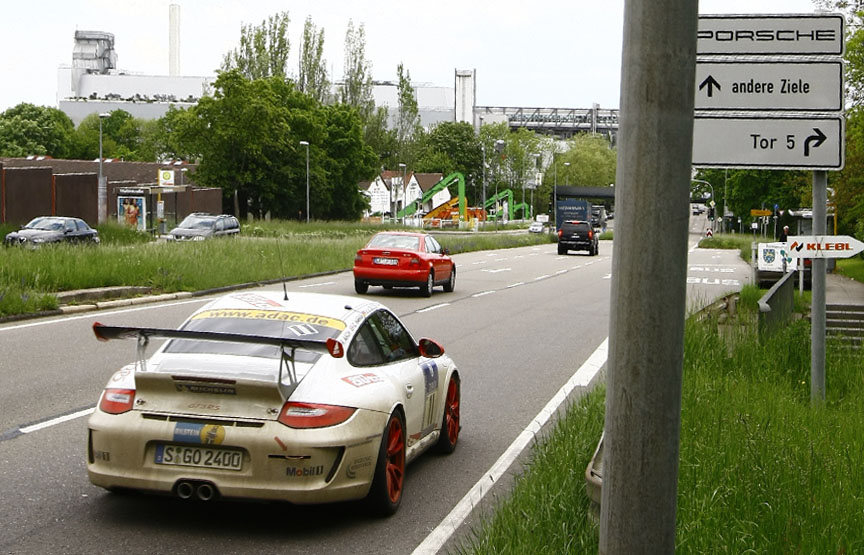 2010 Nürburgring 24 Porsche 911 997 GT3 RS 3.8 back in Stuttgart