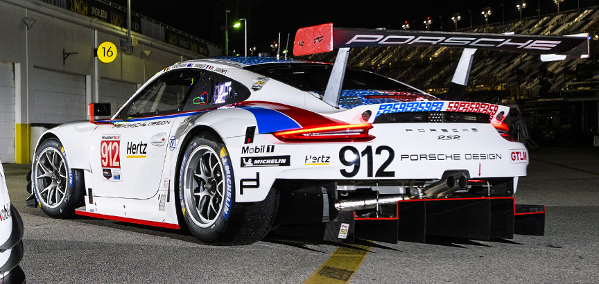 2019 Daytona, Porsche 911 991.2 RSR in Brumos Racing livery, rear view