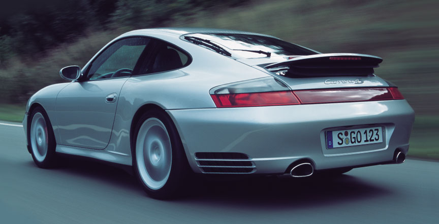 Porsche 911 996 Carrera 4S, rear spoiler up