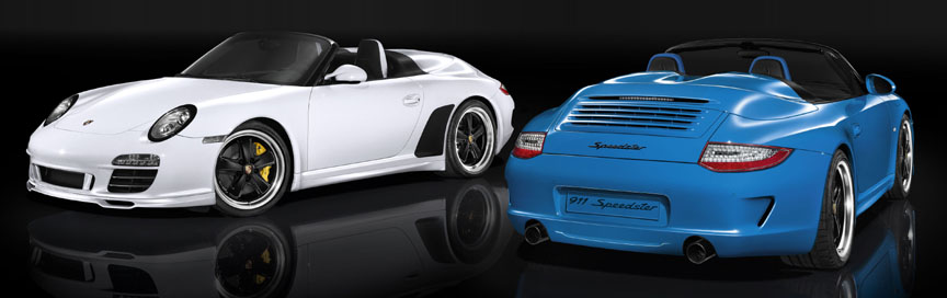 Porsche 911 997 Speedster, white and blue