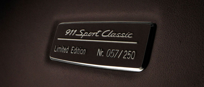 Porsche 911 997 Sport Classic limited edition dashboard plaque