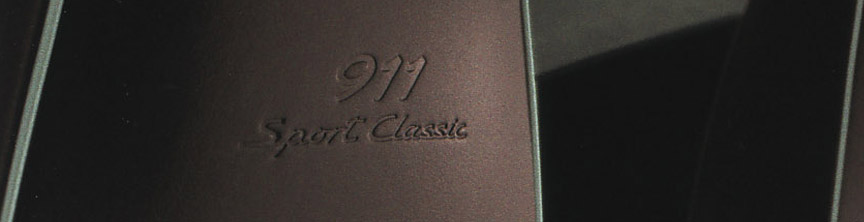 Porsche 911 997 Sport Classic logo embossed on seat headrest