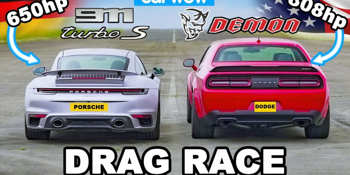 Dodge Challenger Demon v Porsche 911 Turbo S - DRAG RACE