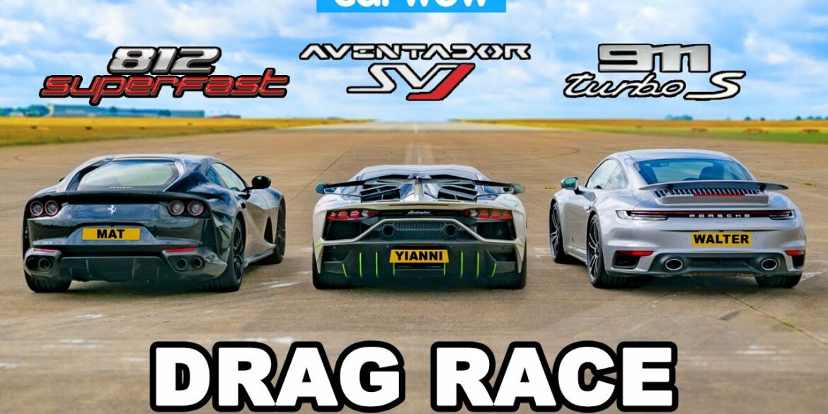 Lamborghini Aventador SVJ v Ferrari 812 v Porsche 911 Turbo S: DRAG RACE