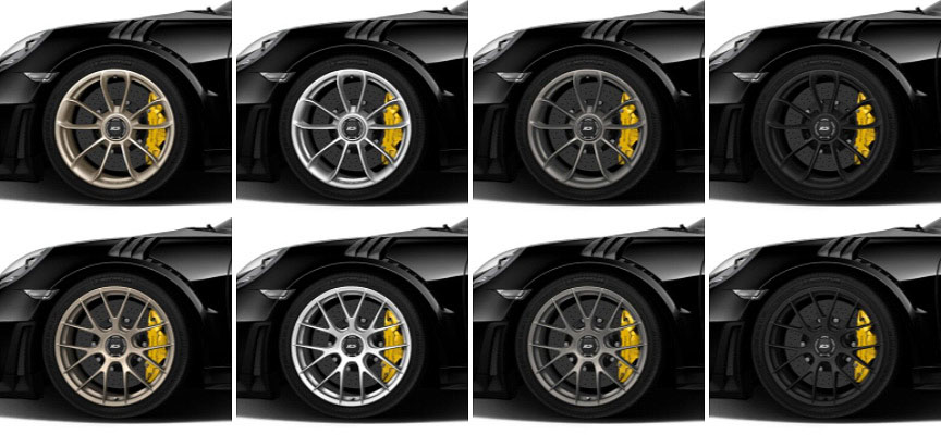 Porsche 911 991 GT2 RS wheels (white gold, silver, platinum, black)