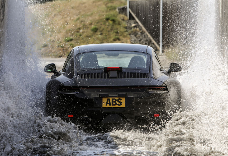 Porsche 911, model year 2019 (992-generation) water test
