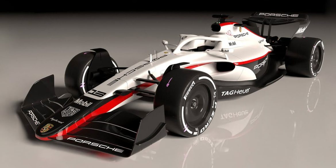 Official Porsche rendering of a Porsche liveried F1 car.