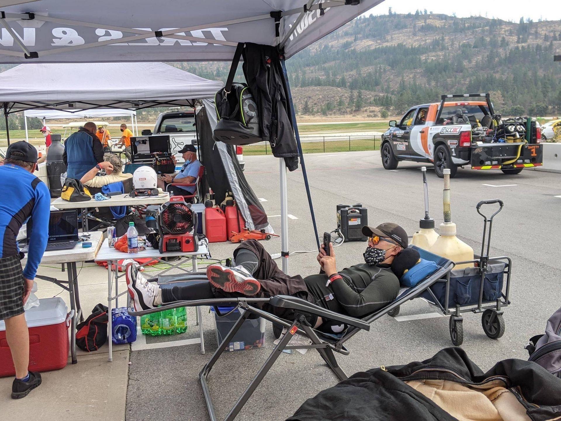 Participants preparing for high performance driving event