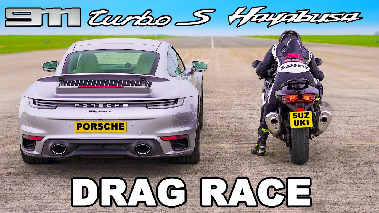 DRAG RACE: Porsche 911 Turbo S vs Suzuki Hayabusa